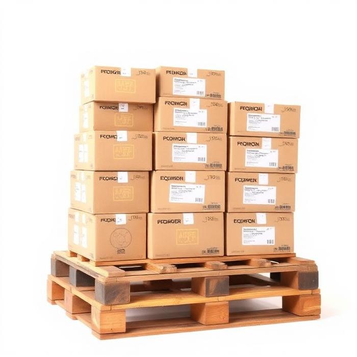 Cajas de equipo agrupadas en tarima para venta por lote